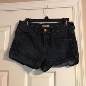 Dark jean high waisted booty shorts